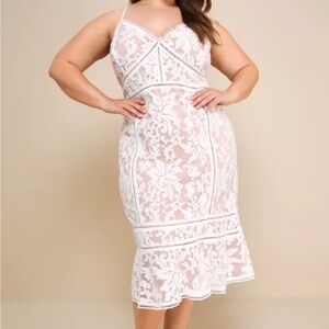 Elegant White Lace Midi Dress
